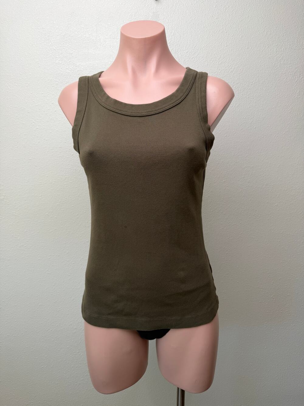 Michael Stars Olive Ribbed Cotton Tank Women OS